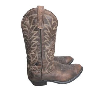Vintage J Chisholm Western Cowboy boots brown genuine leather Mens 9 EE Wide